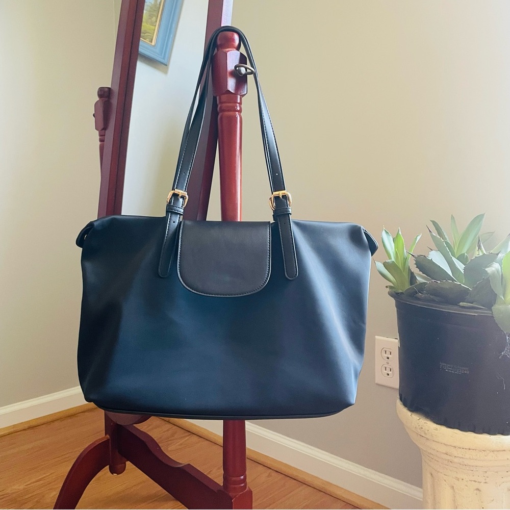 NWOT Miztique Black Nylon Tote Bag/ Spacious Slouchy Purse